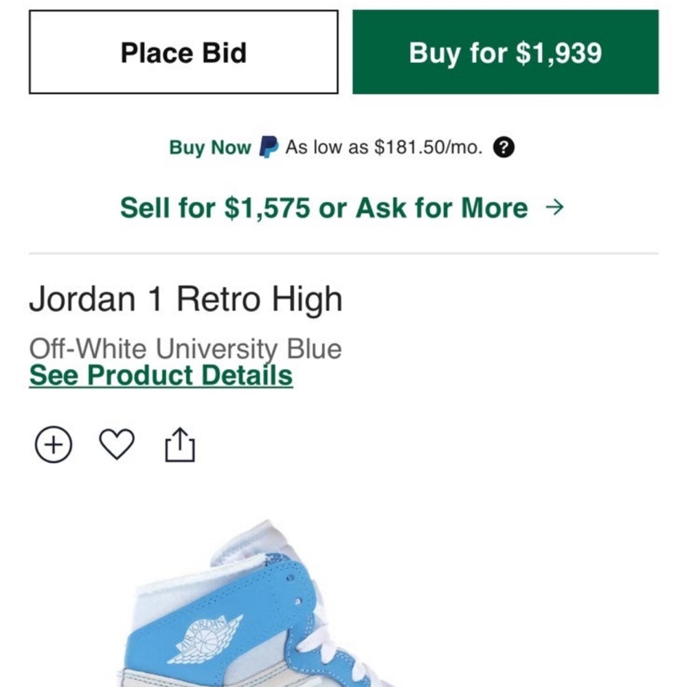 1985 Jordan 1 Retro High
Off-White University Blue